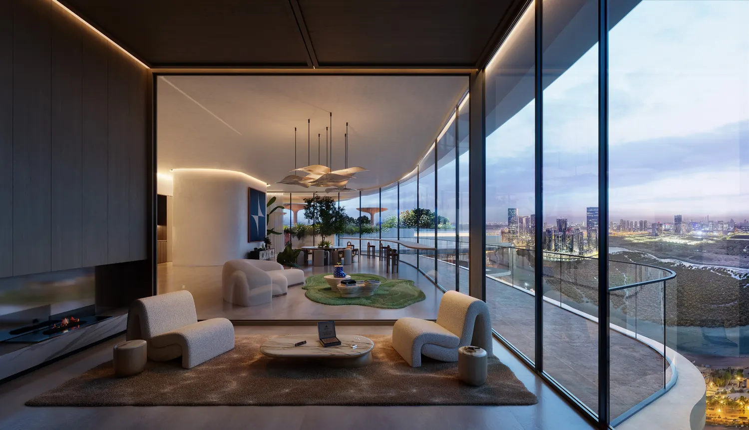 Horizon Lounge with floor-to-ceiling glass, developer render