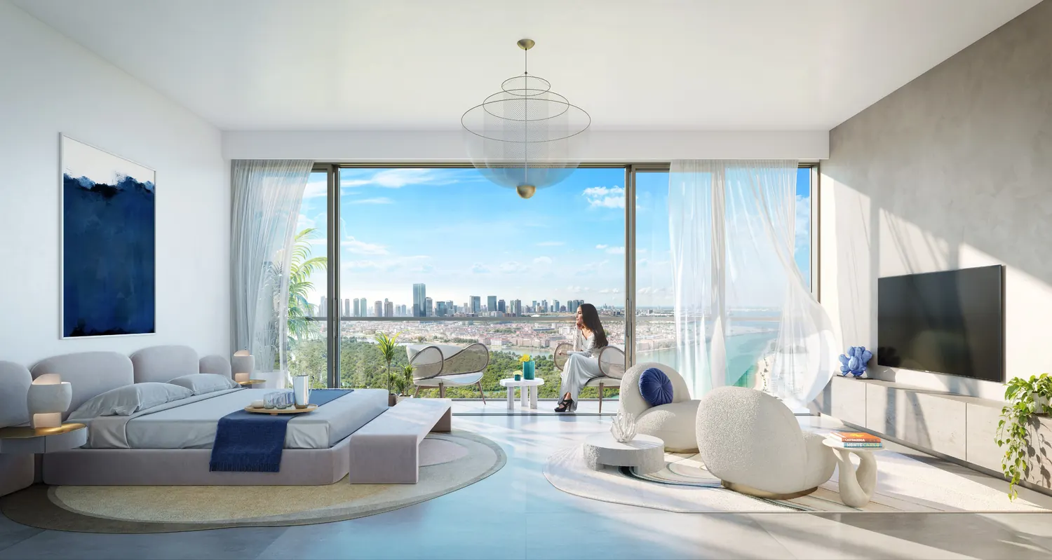Sky Villa bedroom opening onto the terrace, developer render